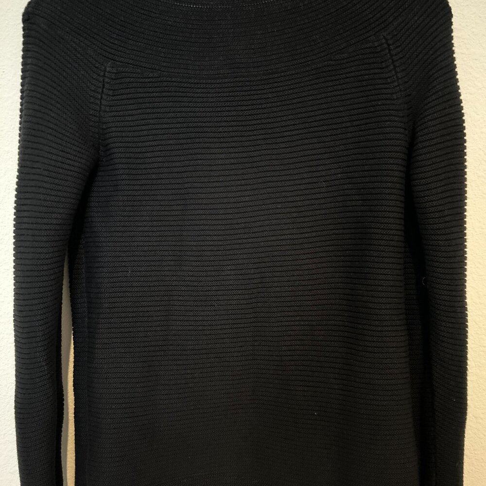 TALBOTS PETITE WOMANS BLACK RIBBED CREWNECK LONG SLEEVE SWEATER - Picture 12 of 13